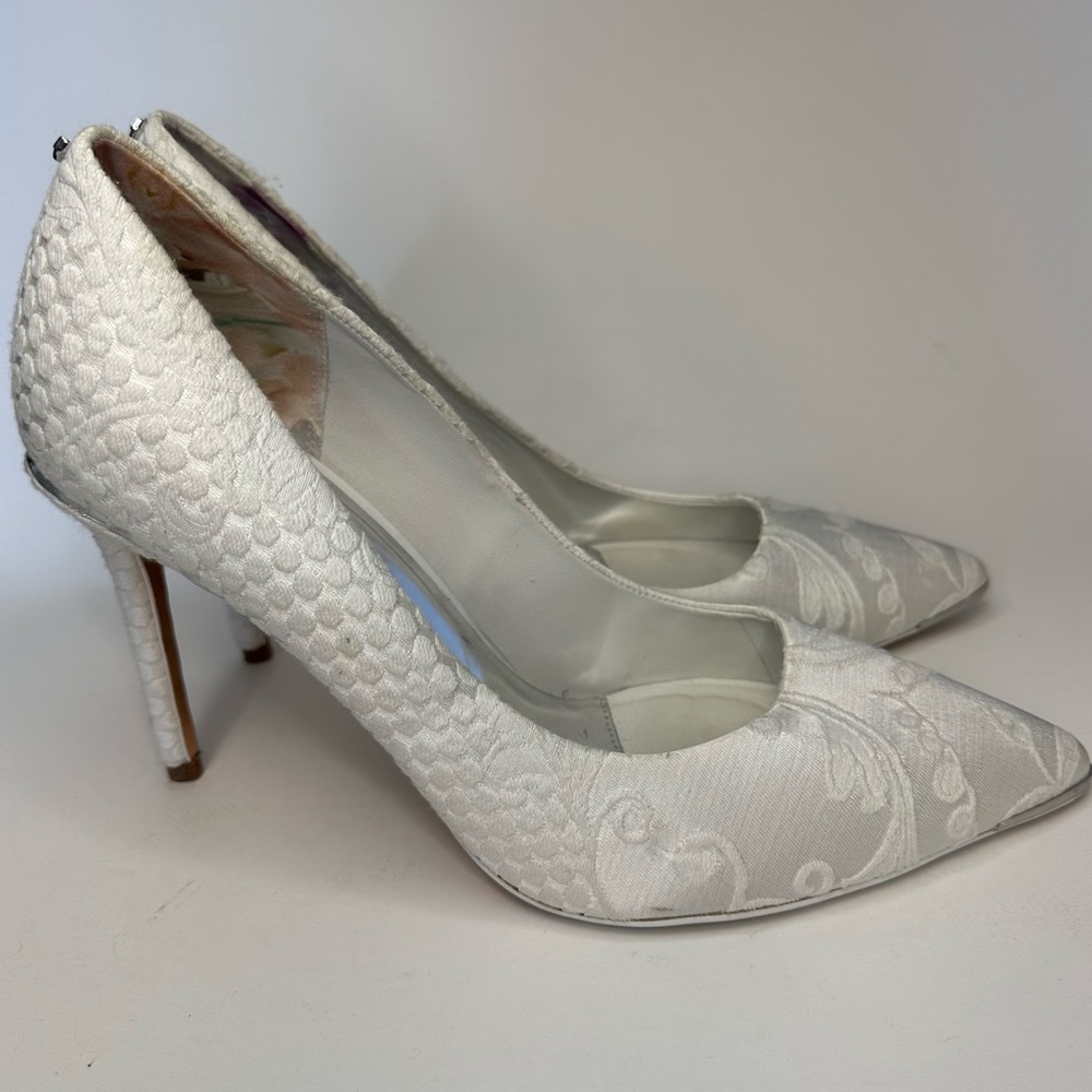 Ted Baker Women's Inieme White Dress Pump Heels Cinderella Wedding Bridal Bride